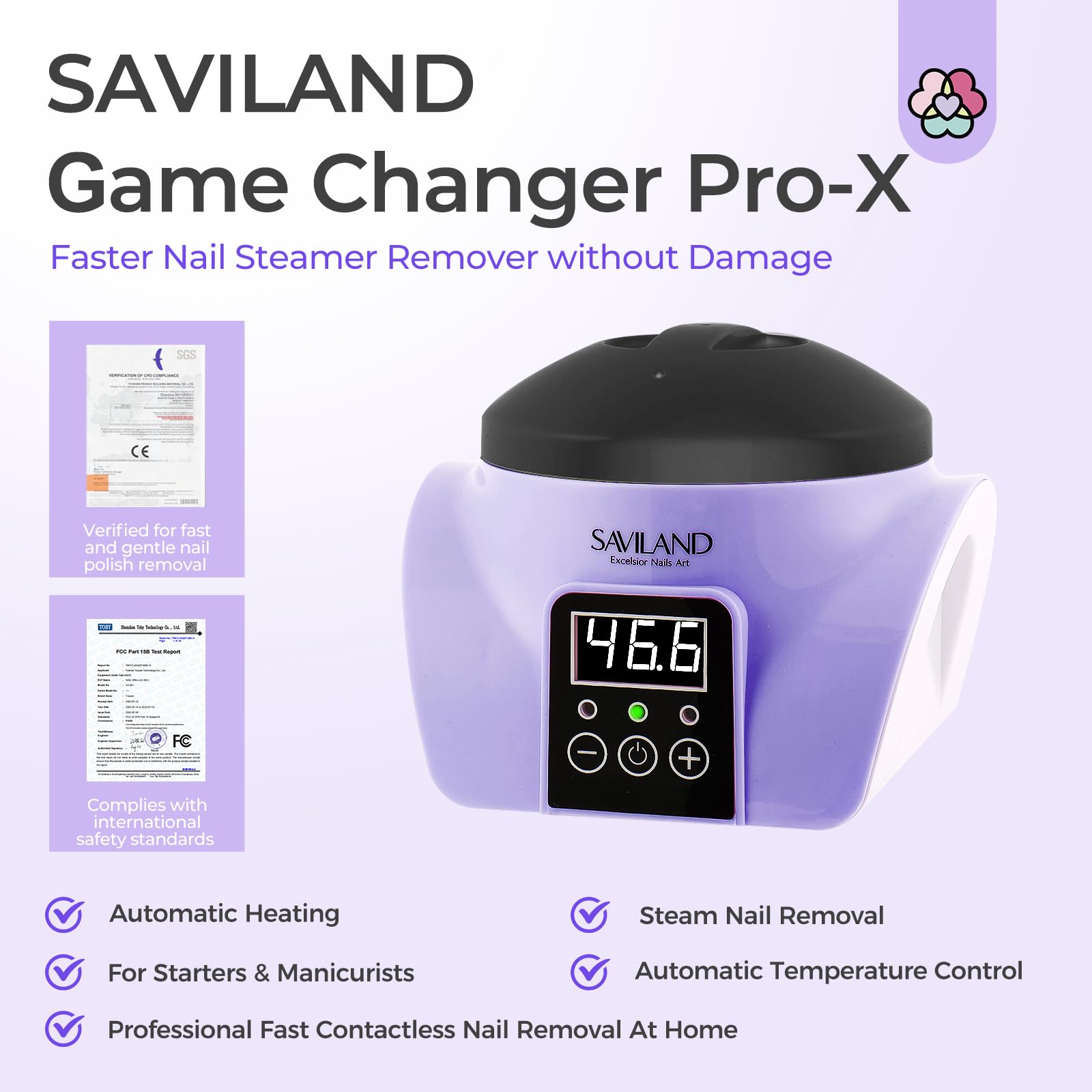SAVILAND Essentials steam nail remover machine top panel with easy touch controls