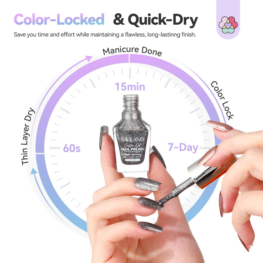 SAVILAND fast-dry formula dries quickly for a quick manicure.