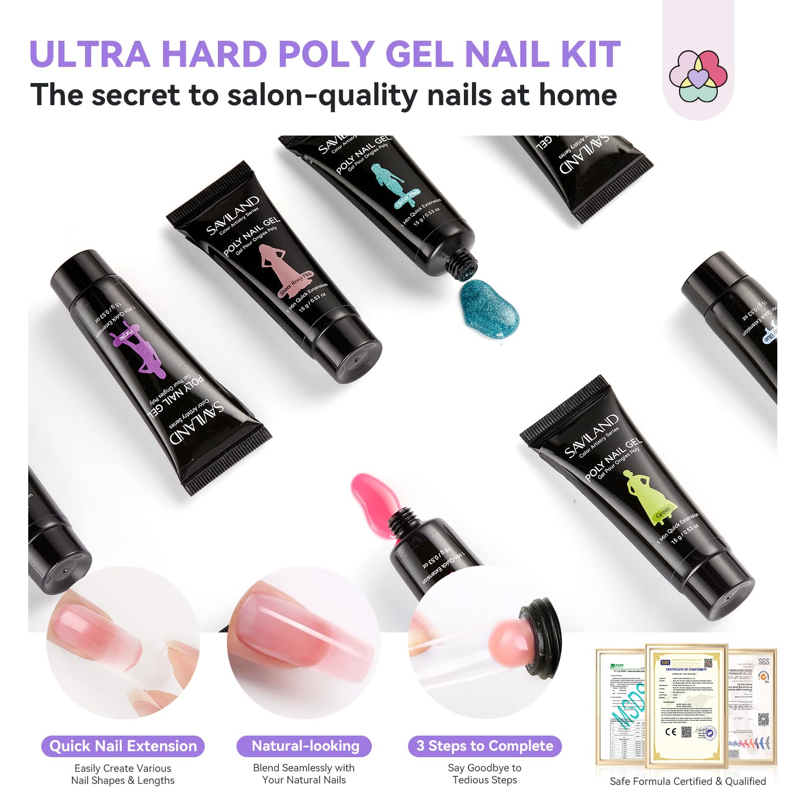 SAVILAND foundation gel bottle helps prep nails for smooth extensions