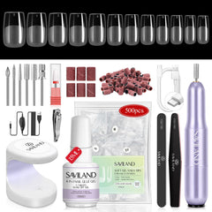 SAVILAND Gel Nail X Kit contents displayed for DIY home manicure