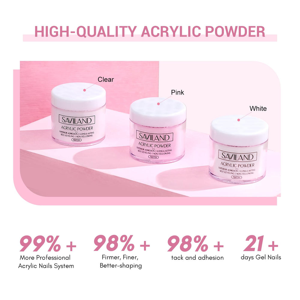 SAVILAND glitter powders and rhinestones add shiny accents for nail art.