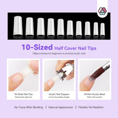 SAVILAND half-cover nail tips practice setup encourages hands-on learning