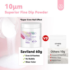 SAVILAND keratin enriched dip powder close-up emphasizes strong natural nails