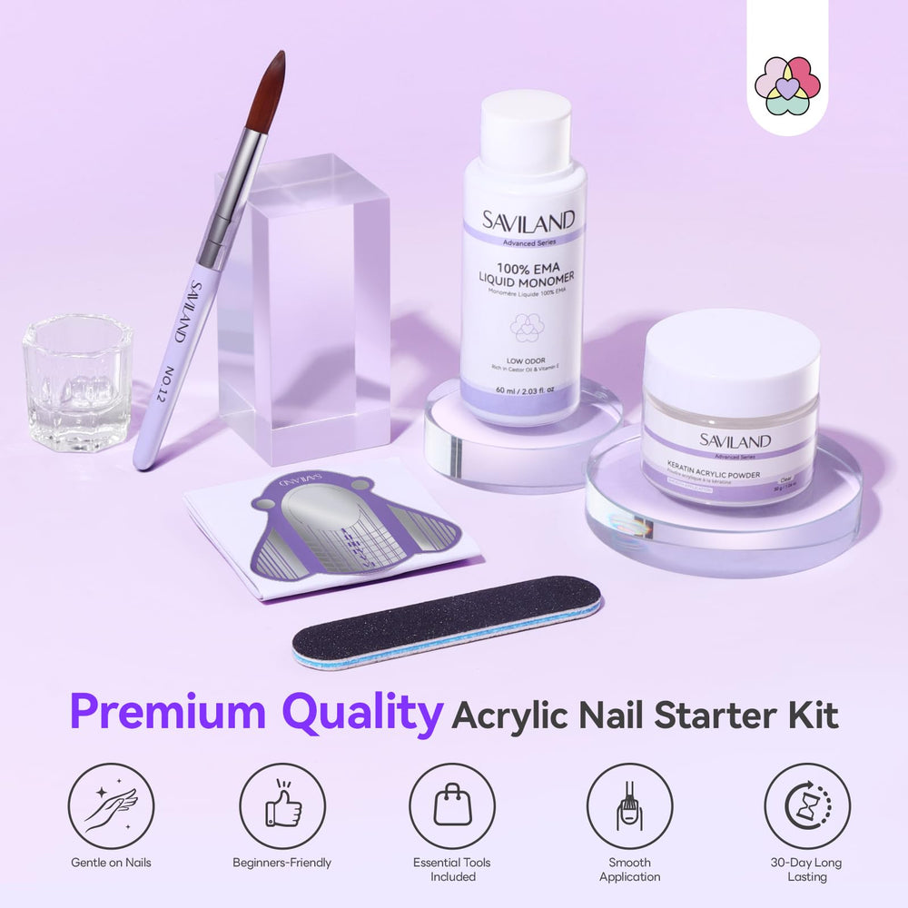 SAVILAND keratin-enriched acrylic powder close-up – smooth bonding for natural-looking nails.