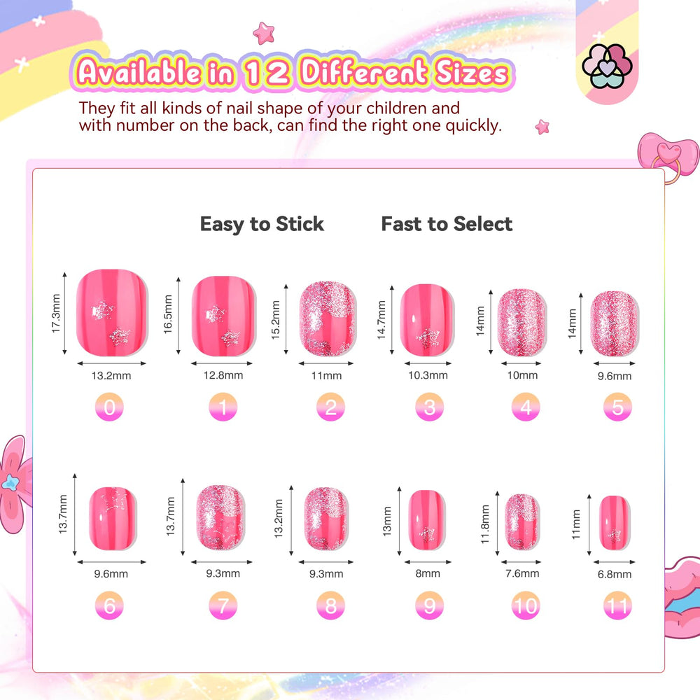SAVILAND kids press-on nails cat star panda patterns ideal for themed parties and play.