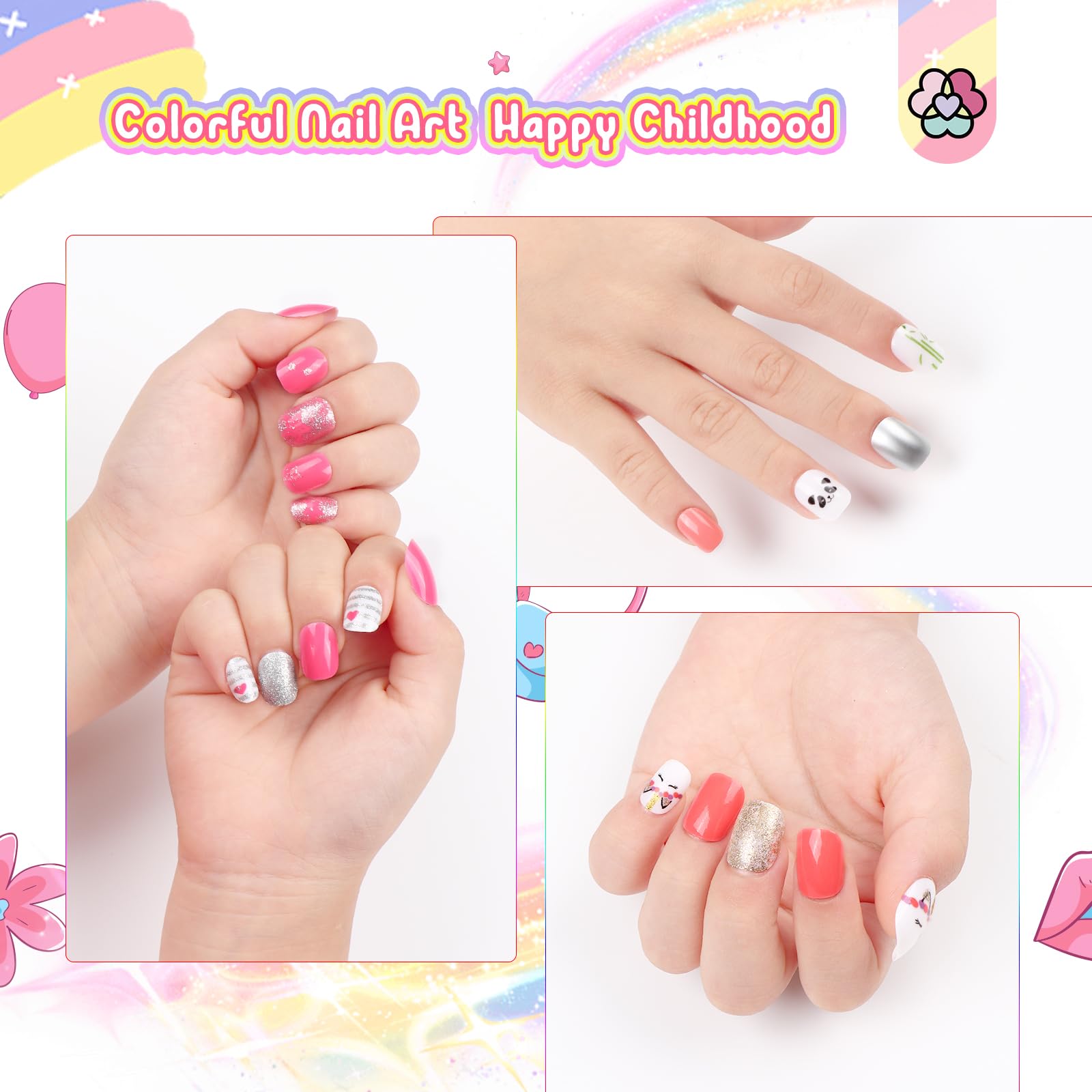 SAVILAND kids press-on nails easy application and quick removal for hassle-free fashion changes.