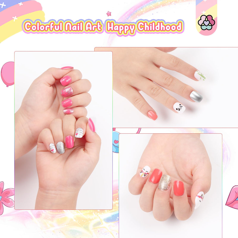 SAVILAND kids press-on nails easy application and quick removal for hassle-free fashion changes.