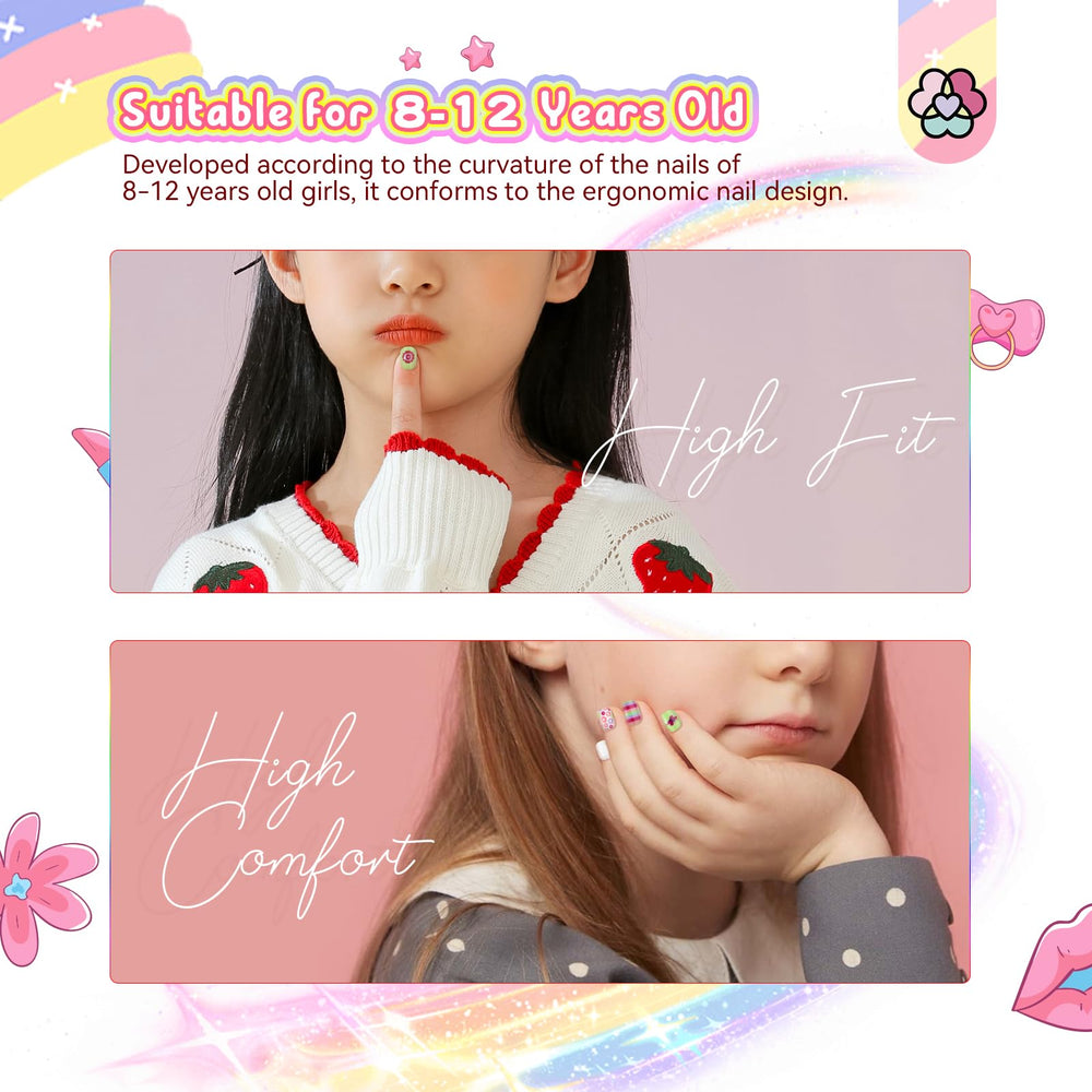 SAVILAND kids press-on nails heart butterfly patterns offer cute, imaginative manicure options.