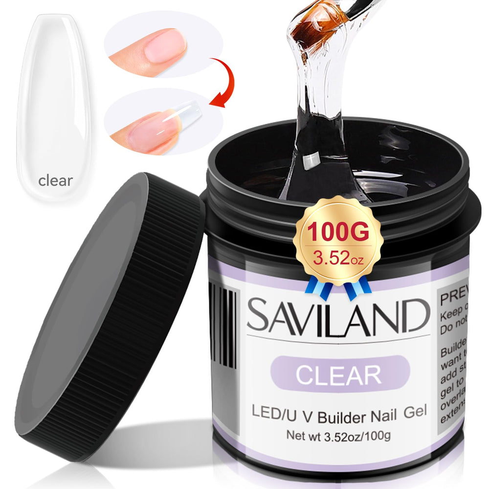 SAVILAND LED & UV Builder Gel bottle clear shows a high-gloss, long-lasting finish