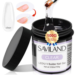 SAVILAND LED & UV Builder Gel bottle clear shows a high-gloss, long-lasting finish