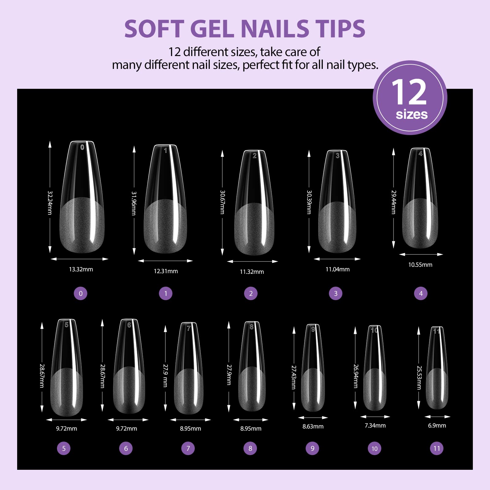 SAVILAND 500 long coffin tips offering lightweight, natural-looking nails.