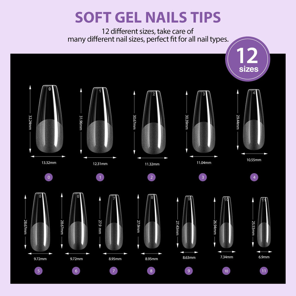 SAVILAND 500 long coffin tips offering lightweight, natural-looking nails.