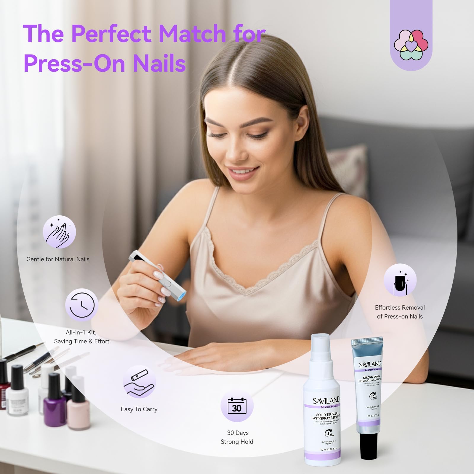 SAVILAND mini UV lamp for quick curing, helping standout press-on nails.
