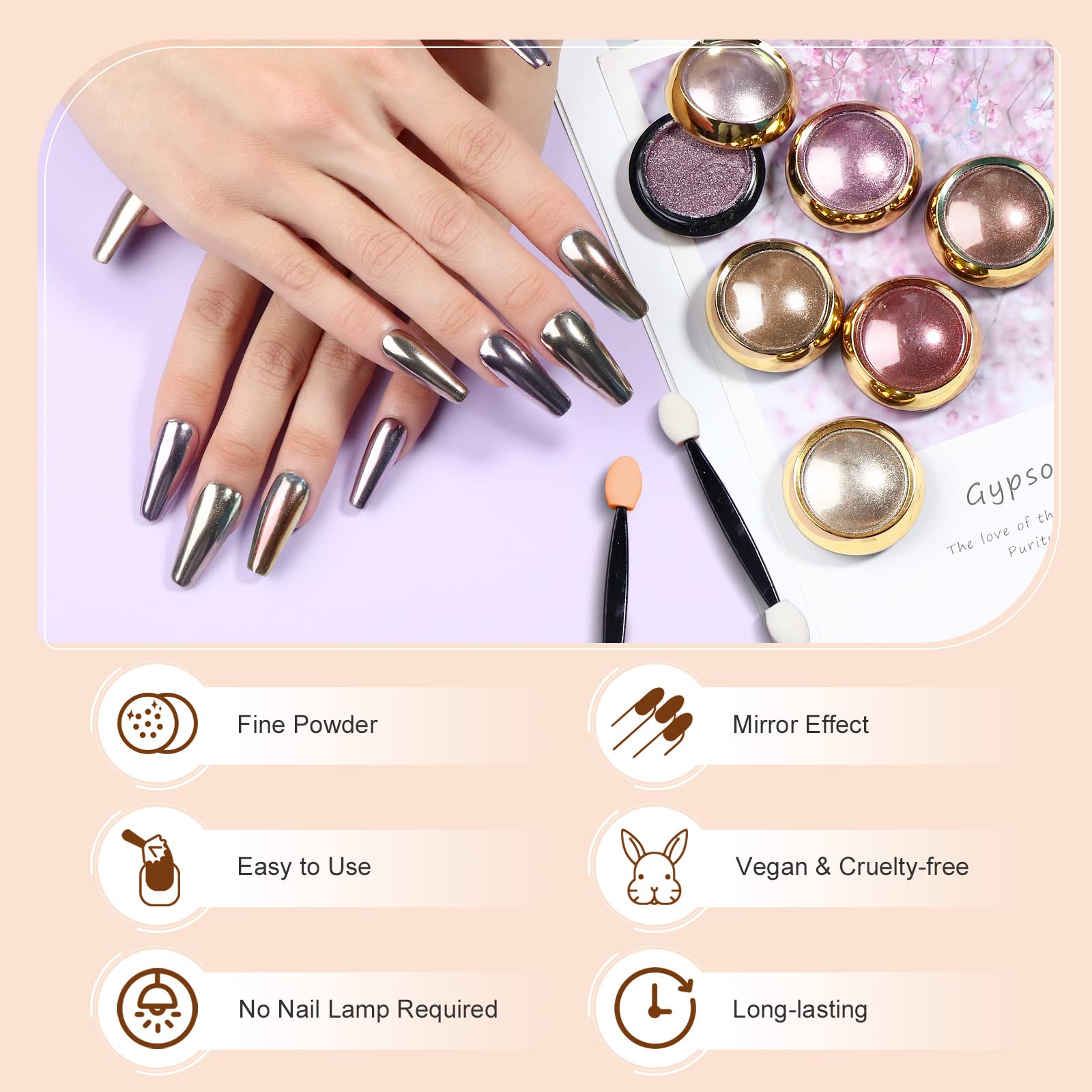 SAVILAND mirror‑effect nail powder ideal for bubble and water ripple designs