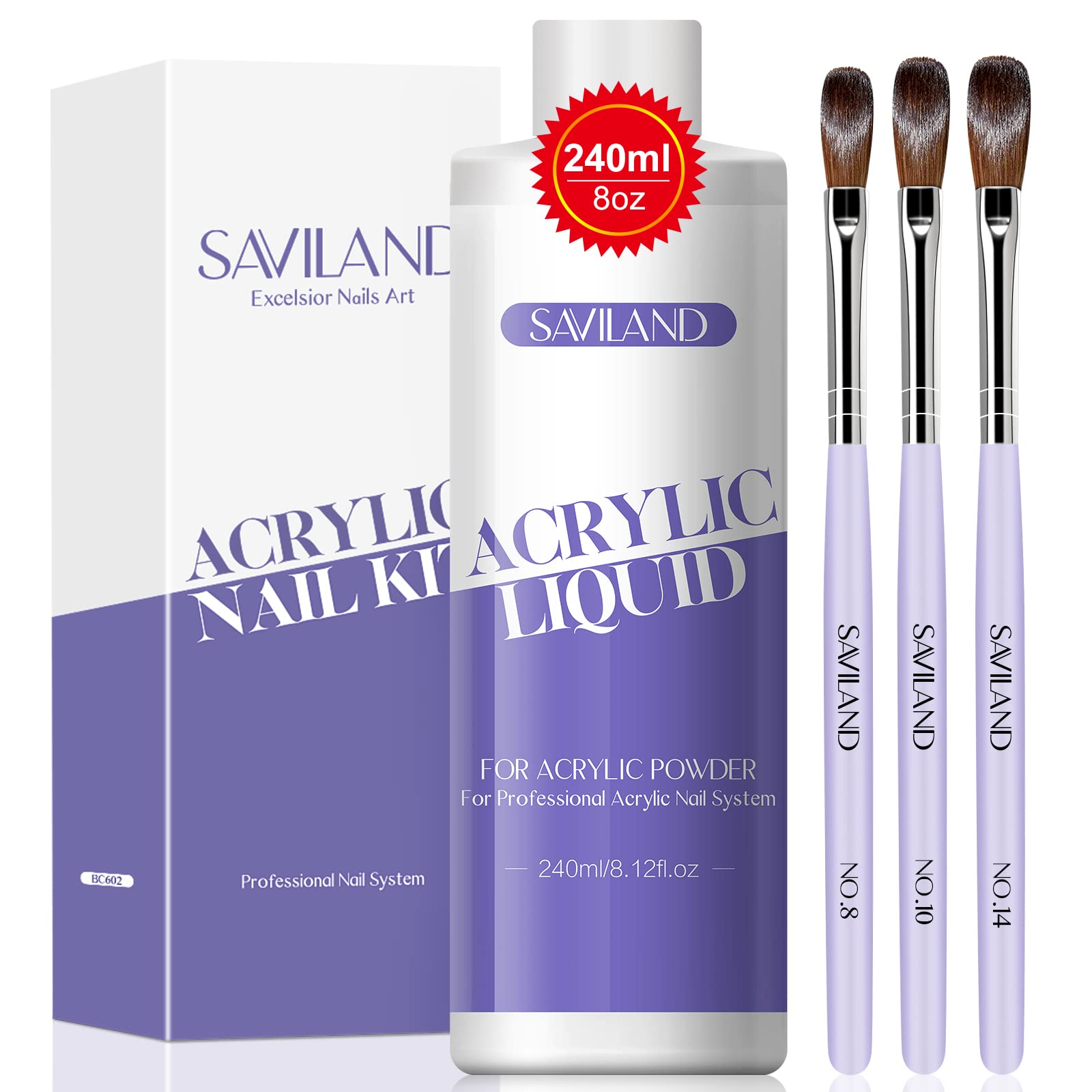 SAVILAND monomer acrylic liquid 8-11oz bottle with non-yellowing formula for DIY nails