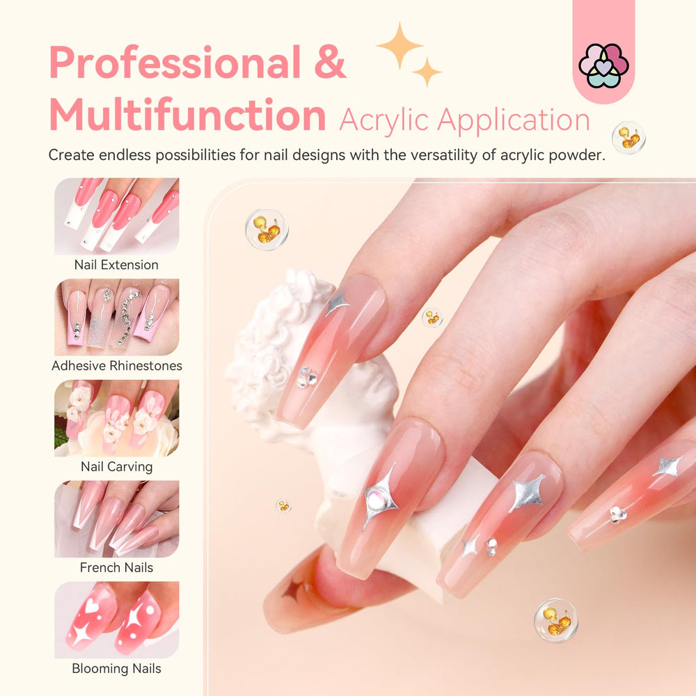Saviland multi-use set image hints at extensions, carving, rhinestones, and French tips.