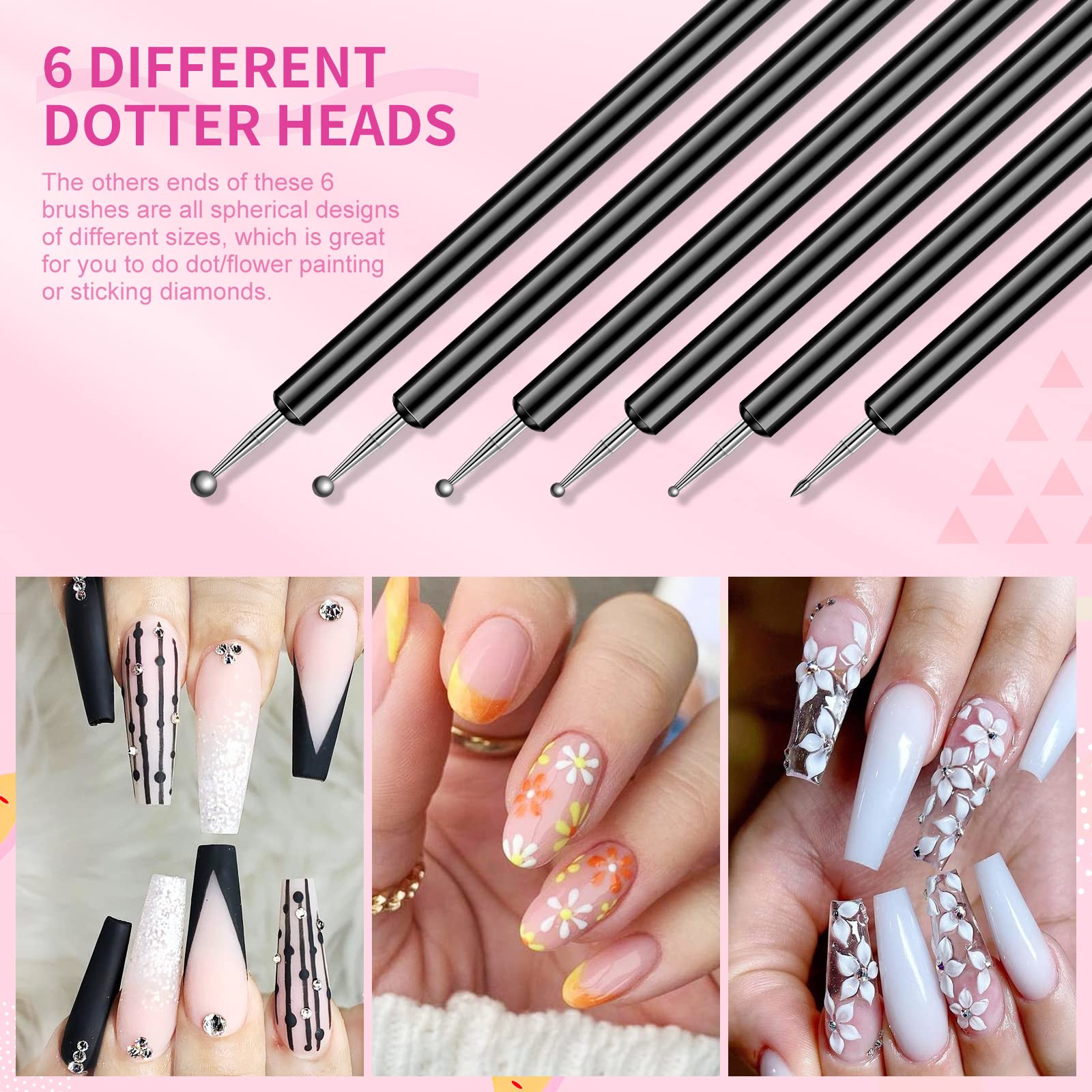 SAVILAND nail art brushes kit assembled showing six double-end tools