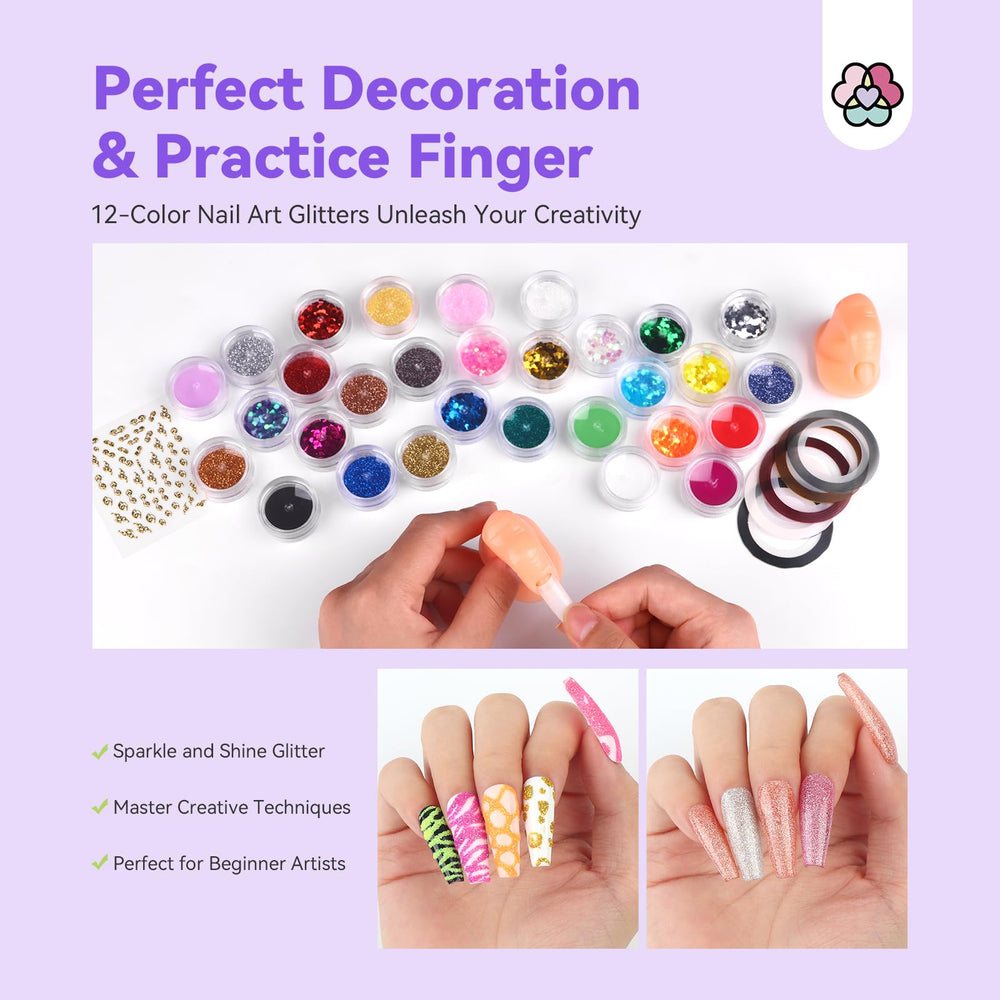 SAVILAND nail art decorations image showcases glitter, rhinestones, and sequins for creative designs