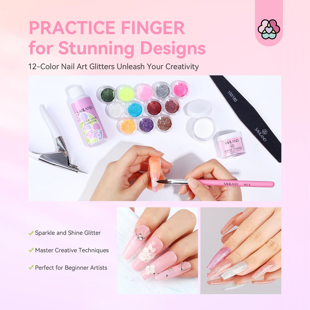 SAVILAND 12-color glitter – creative designs with sparkling finishes.