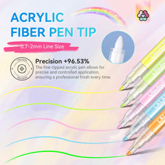 Saviland nail art pens cap-off flow test image emphasizes easy ink release.