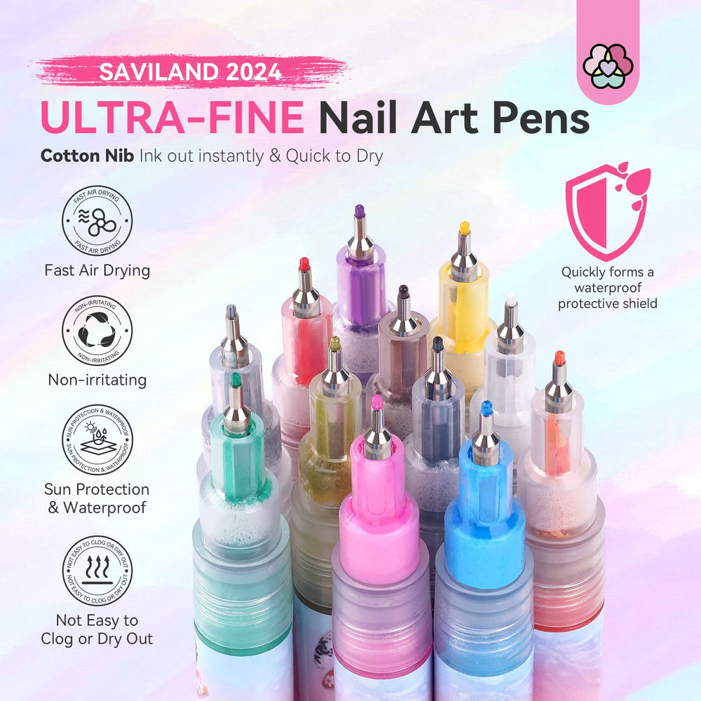 SAVILAND quick-drying ink covers dark polishes with high saturation.