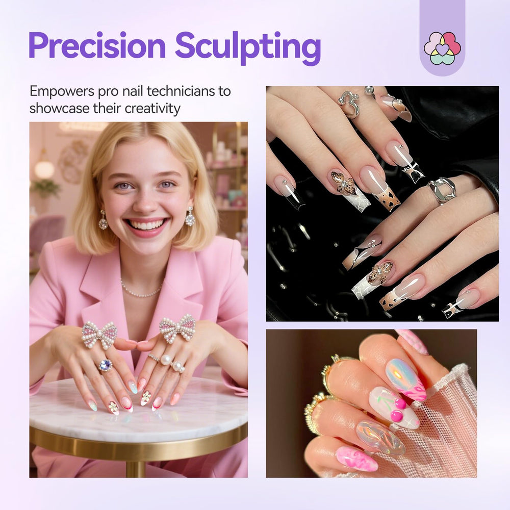 SAVILAND Nail Art Sculpture Pen detailed flower designs for textured 3D effects.