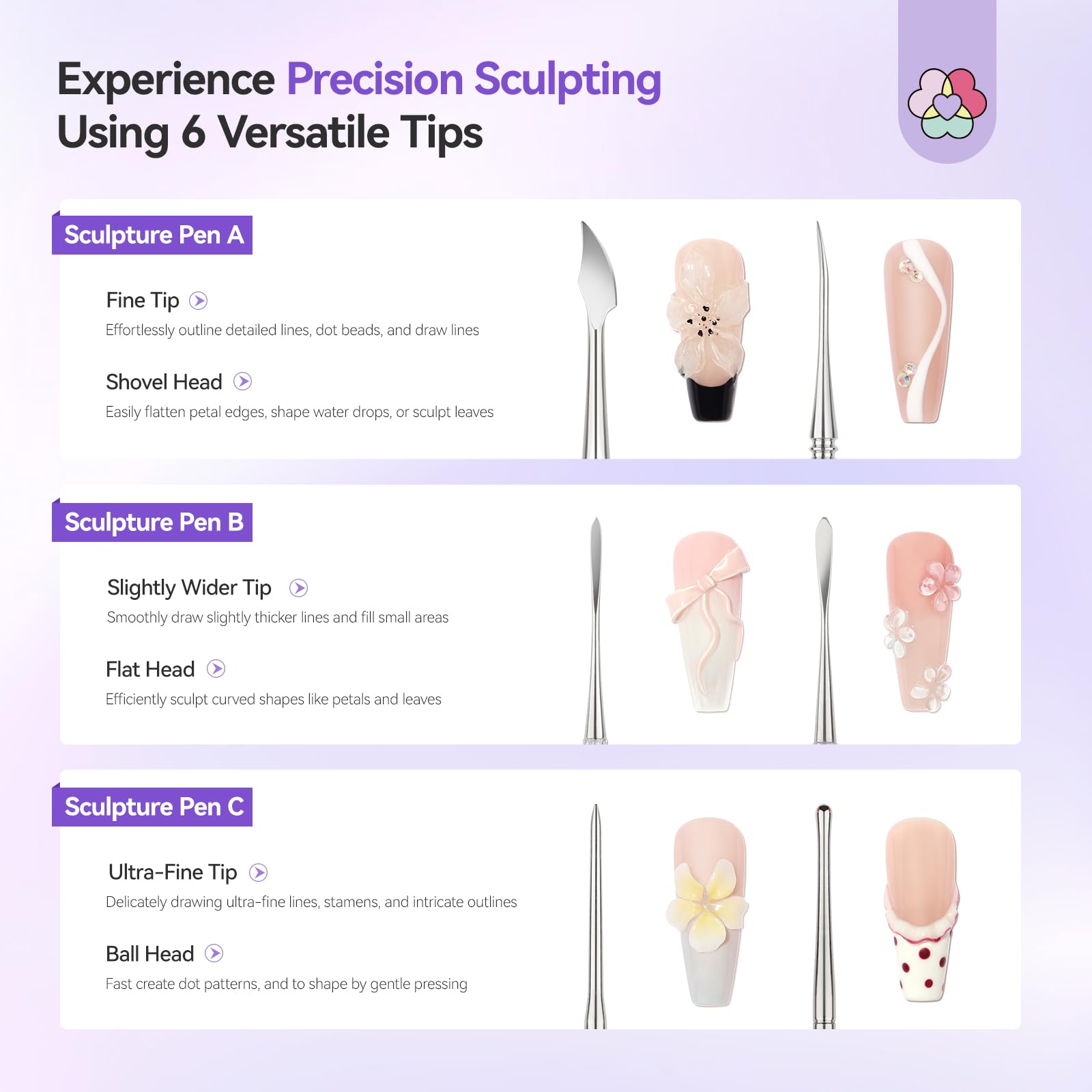 SAVILAND Nail Art Sculpture Pen titanium steel body for durability and long life.