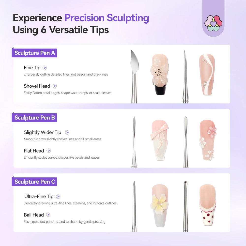 SAVILAND Nail Art Sculpture Pen titanium steel body for durability and long life.