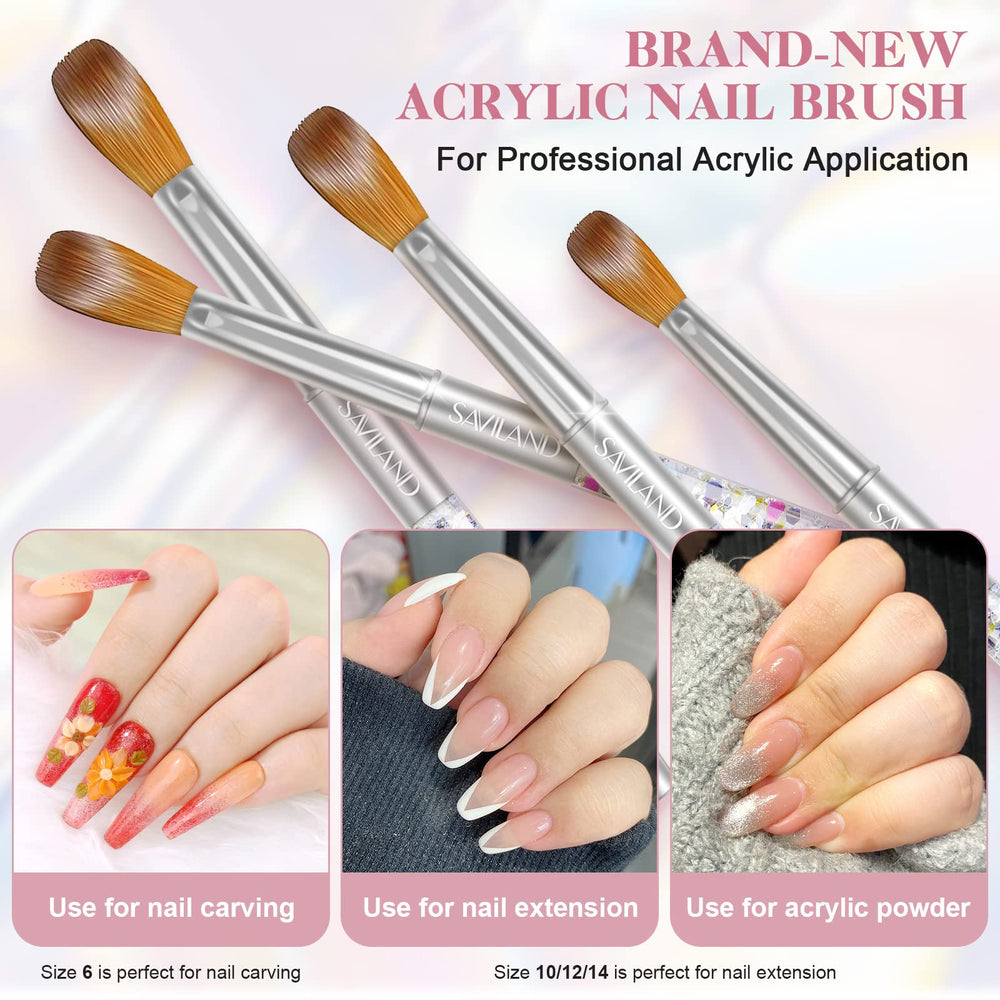 SAVILAND brush handle with glitter detail for comfortable, non-slip grip during extensions.