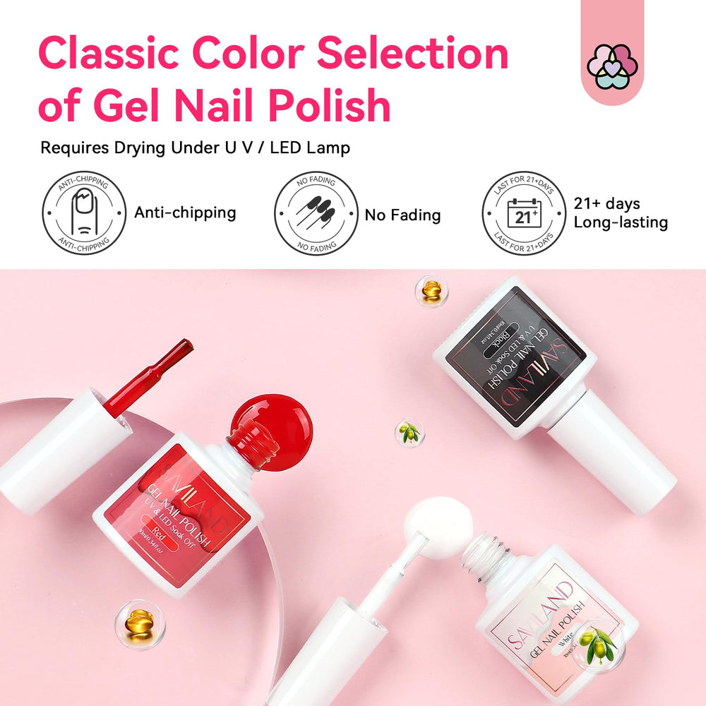 SAVILAND professional nail brush set for smooth application and shaping