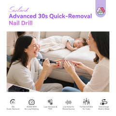 SAVILAND nail drill ceramic bit closeup emphasizing precise shaping and gentle material handling