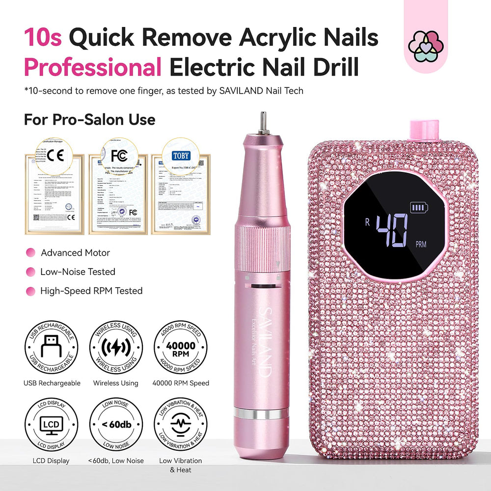 SAVILAND nail drill ergonomic pen handle enhances comfort during extended sessions.