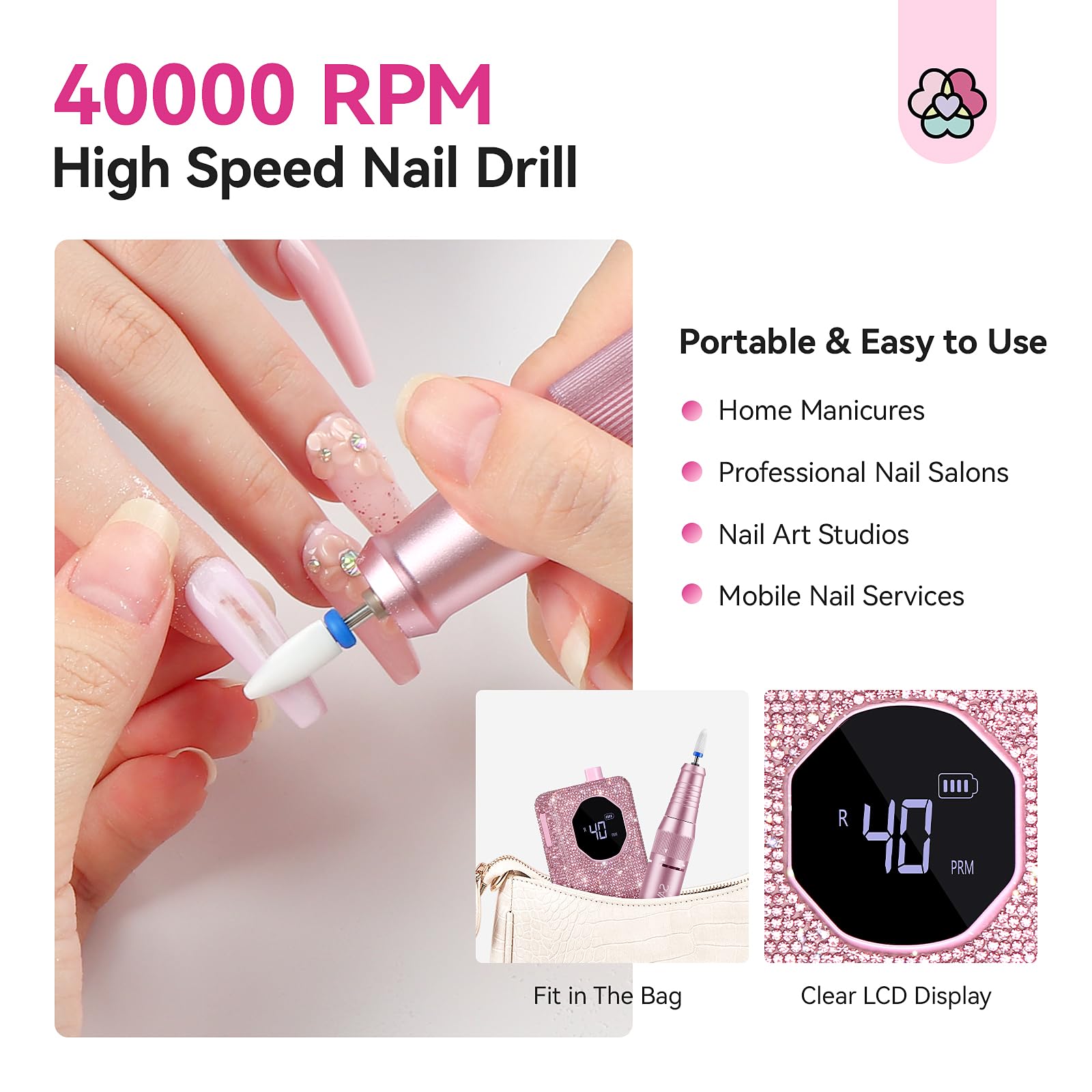 SAVILAND nail drill low heat and quiet operation in use