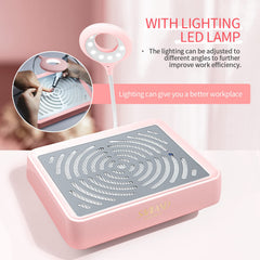 SAVILAND Nail Dust Collector LED lamp in use for improved visibility during polishing.