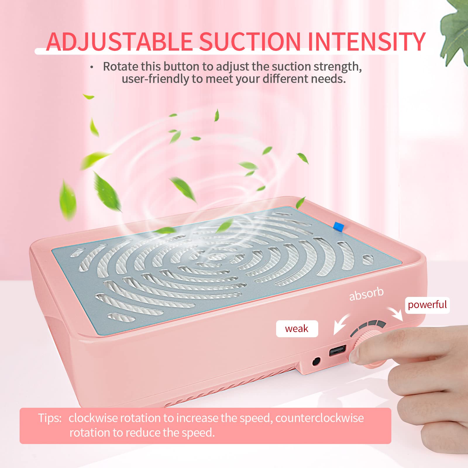 SAVILAND Nail Dust Collector side view demonstrates compact design for home or salon use.