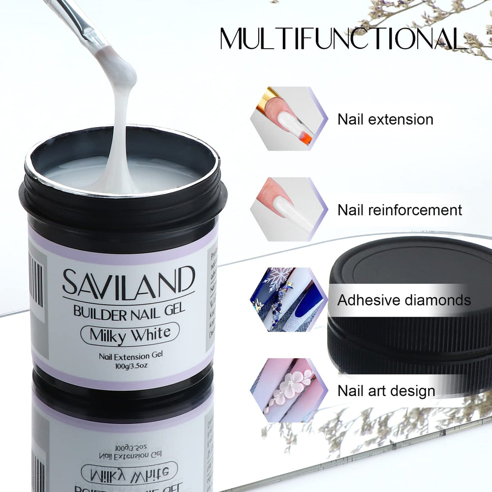 SAVILAND nail gel builder tube view showing easy application and even coverage.