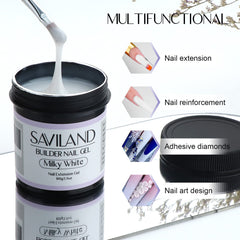 SAVILAND nail gel builder tube view showing easy application and even coverage.