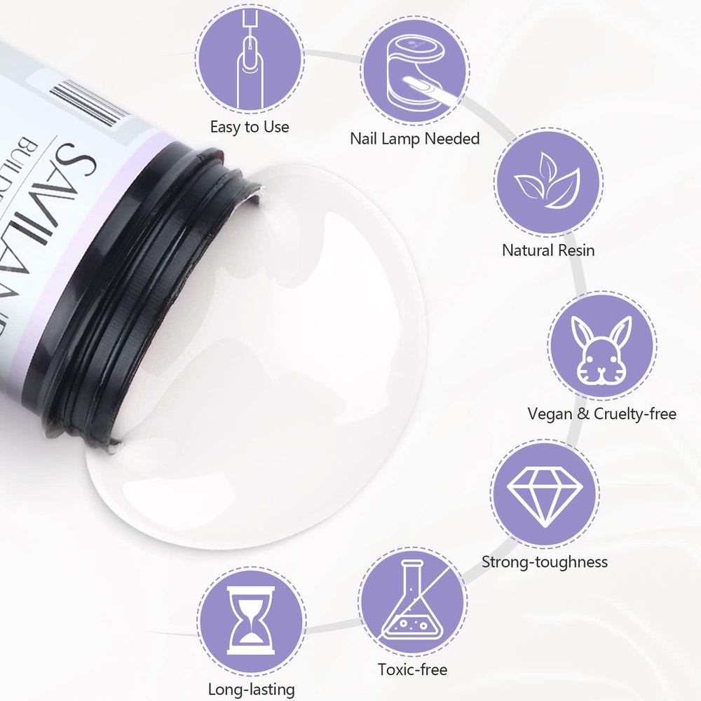 SAVILAND high-gloss finish on cured nails for professional shine.