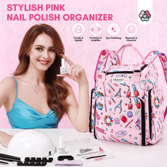 SAVILAND nail polish organizer bag removable-cases store up to 80 bottles neatly