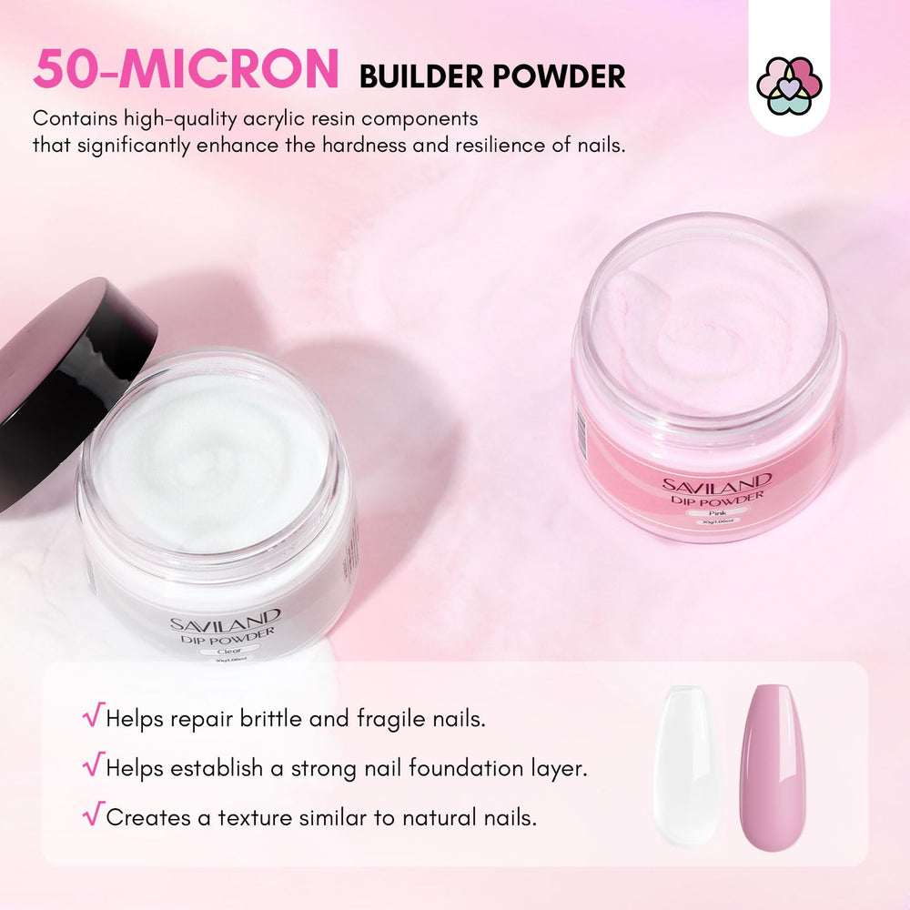 SAVILAND nail repair kit dip-powder-clear shows natural-looking fix.