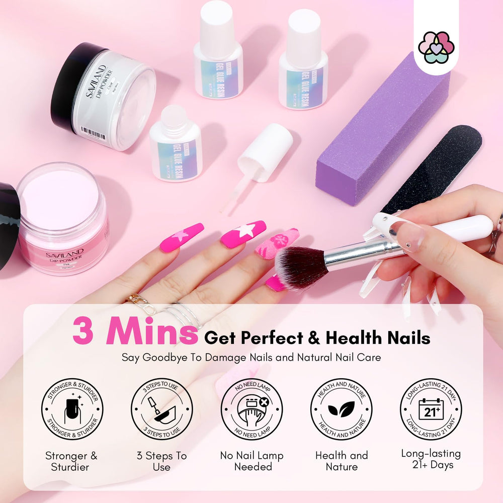 SAVILAND nail repair kit nail-glue-application demonstrates easy three-step process.