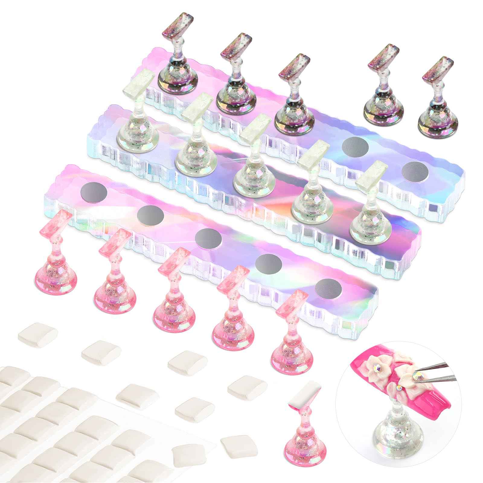 SAVILAND nail stand aurora base keeps press-ons secure during application
