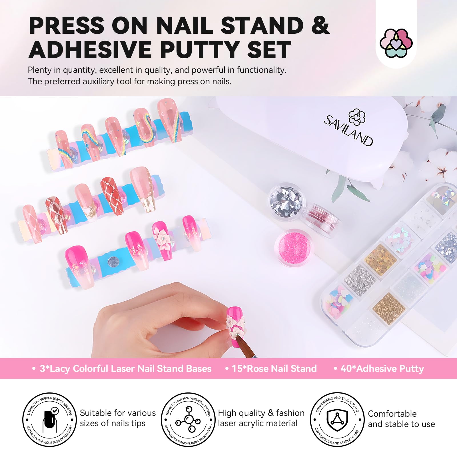 SAVILAND nail stand rose-stands magnetic for quick tip placement