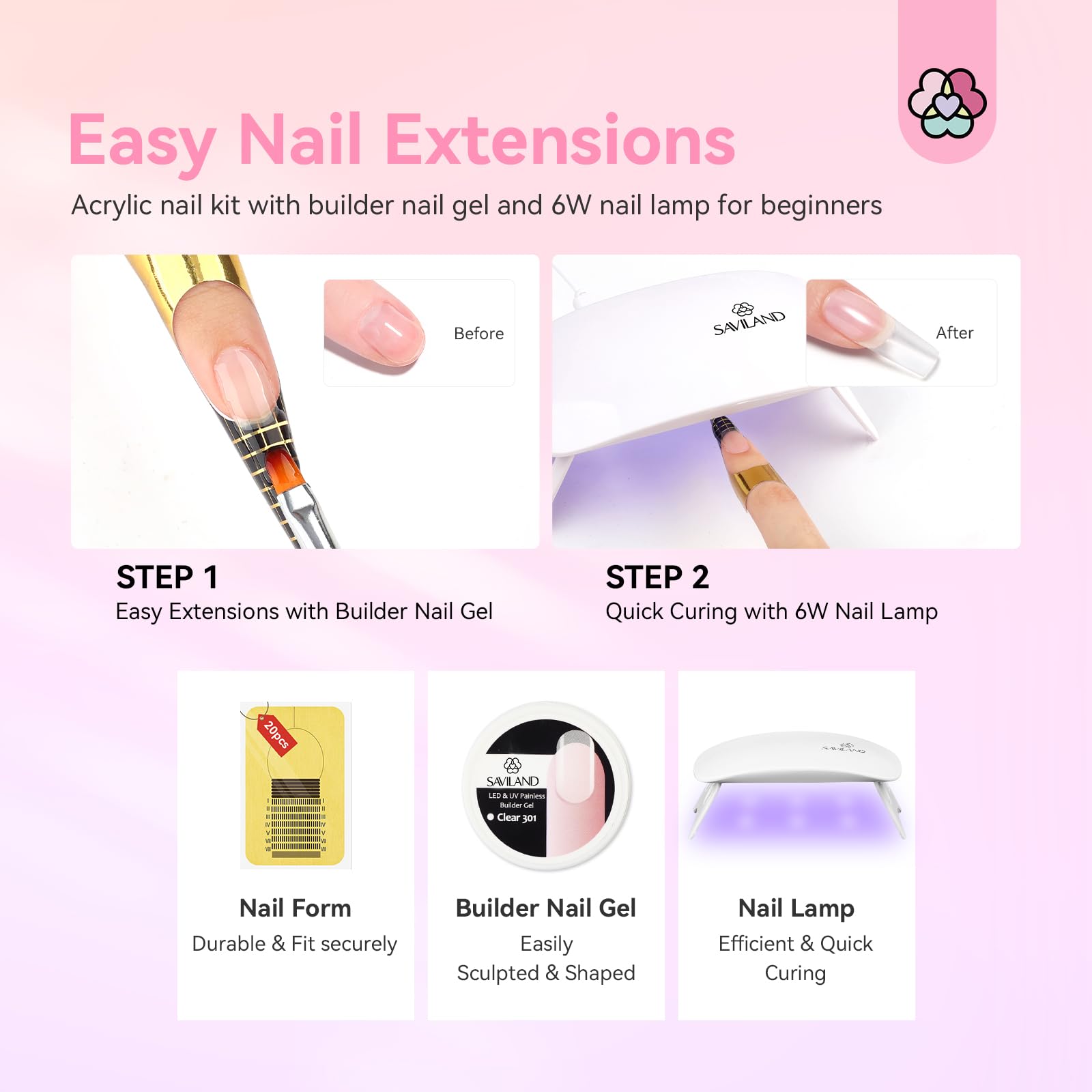 SAVILAND 100 nail tips – ample practice with natural-feeling extensions.