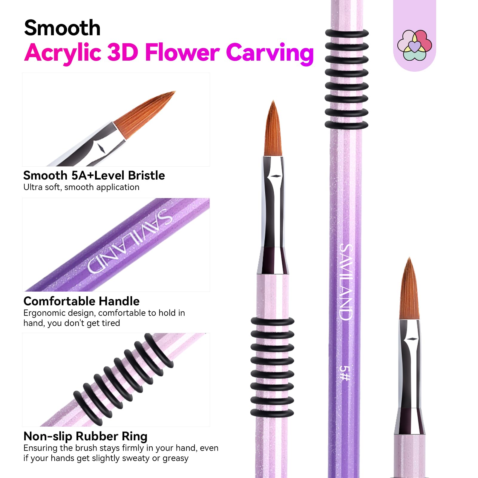 SAVILAND non-slip ferrule brush for precise control during application