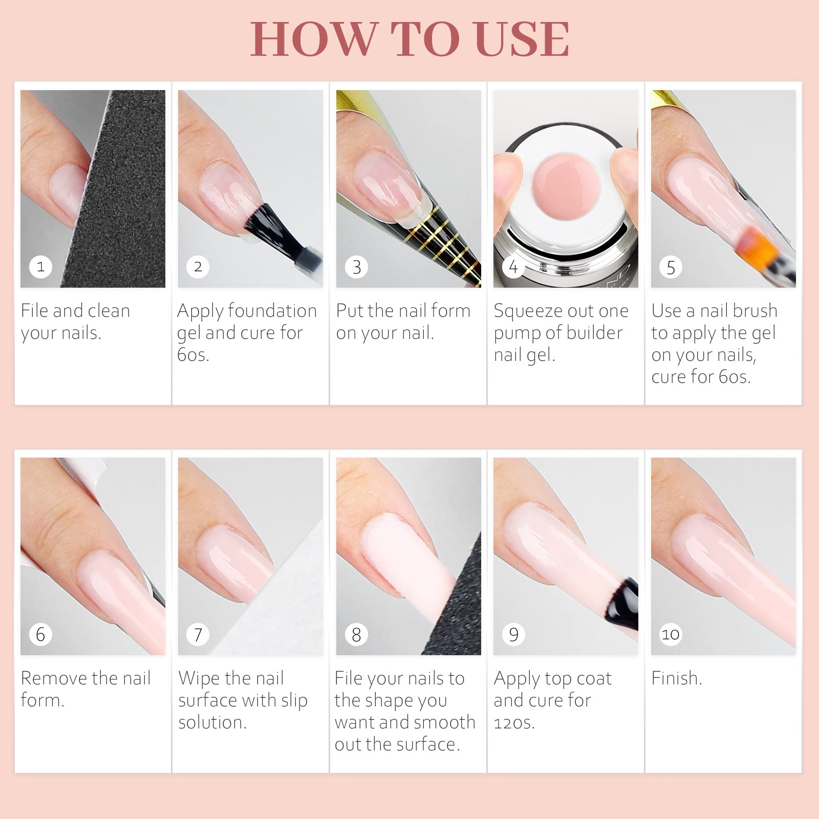 SAVILAND nude-pink-builder gel highlights natural finish and durable wear.