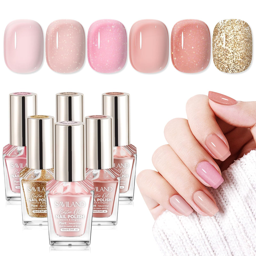 SAVILAND Quick Dry Nail Polish Set: six nude pink shades for fast glam