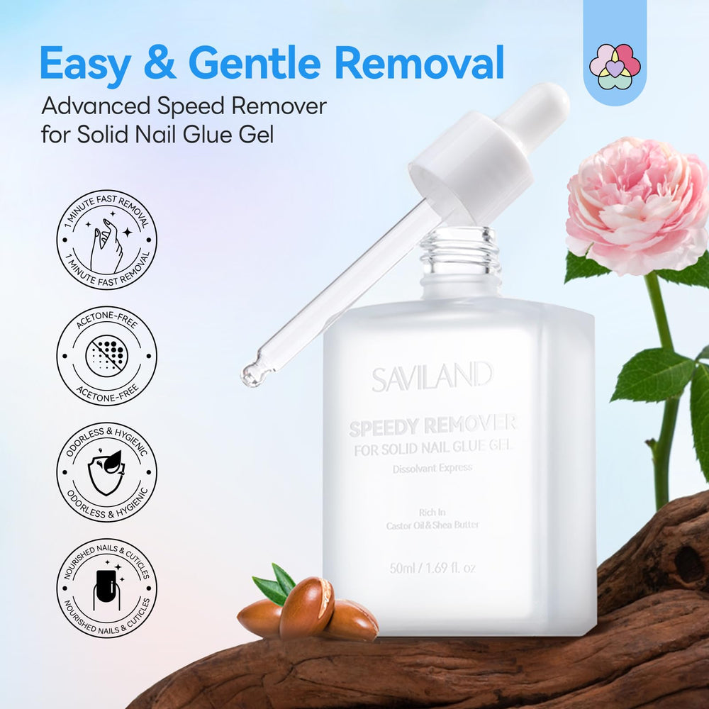 SAVILAND dropper allows precise control for tricky nail shapes.