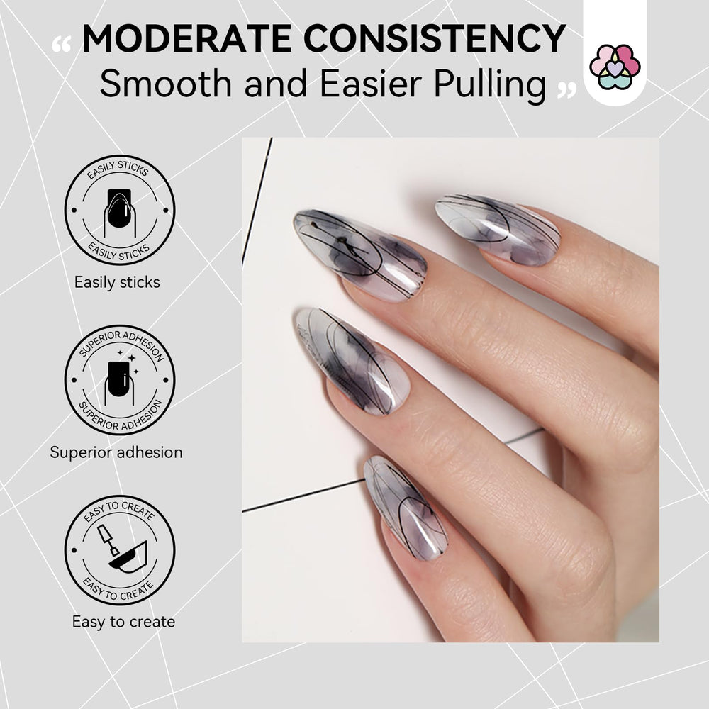 SAVILAND spider gel application on nail demonstrates smooth glide and control.