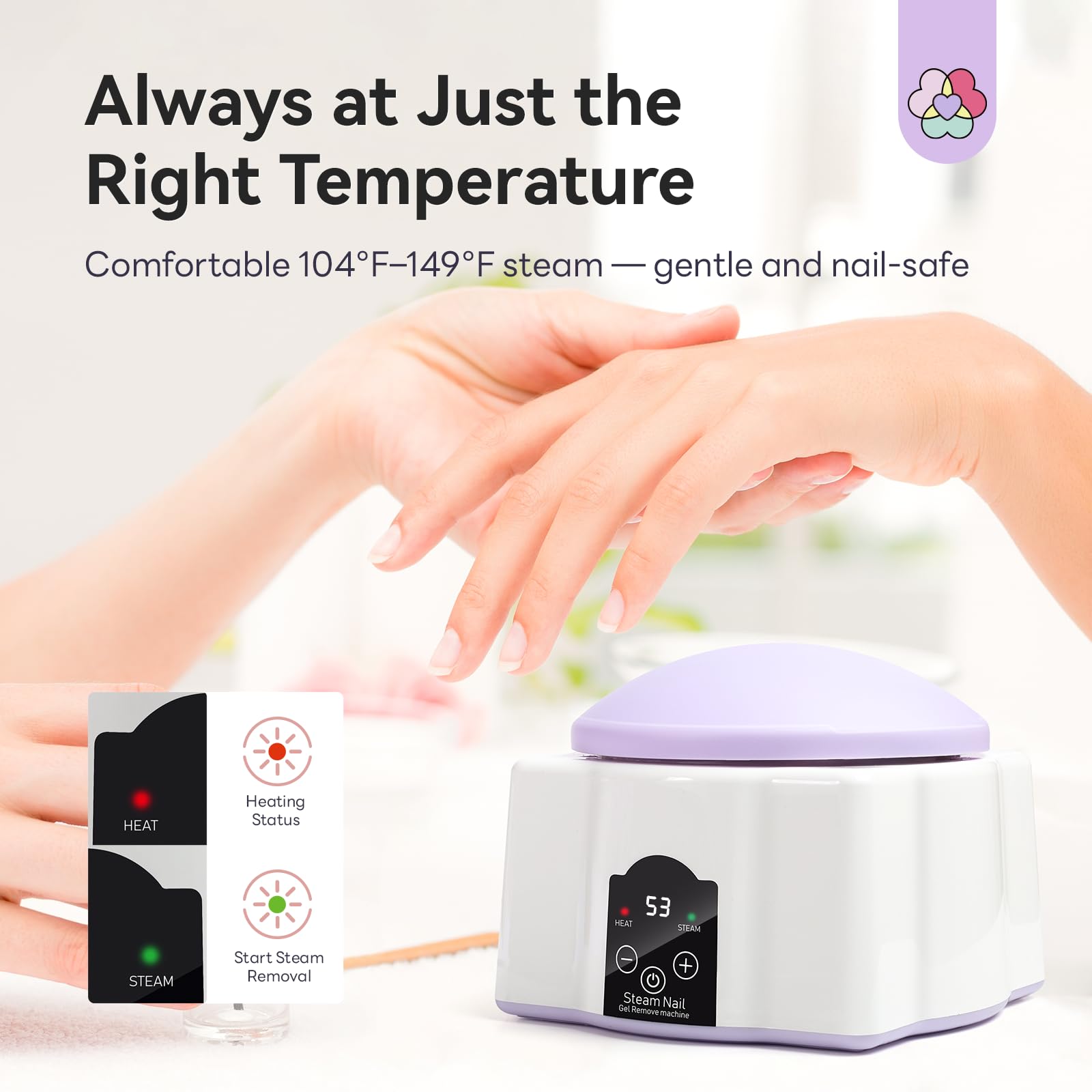 SAVILAND steam removal bowl with lid open for easy gel polish lifting